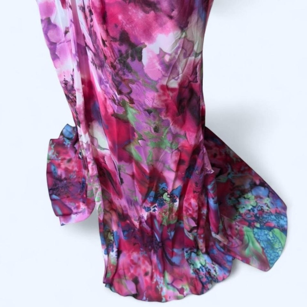 Ultra-dramatic Y2K Cache' couture watercolor goddess‎ halter gown - Picture 6 of 8